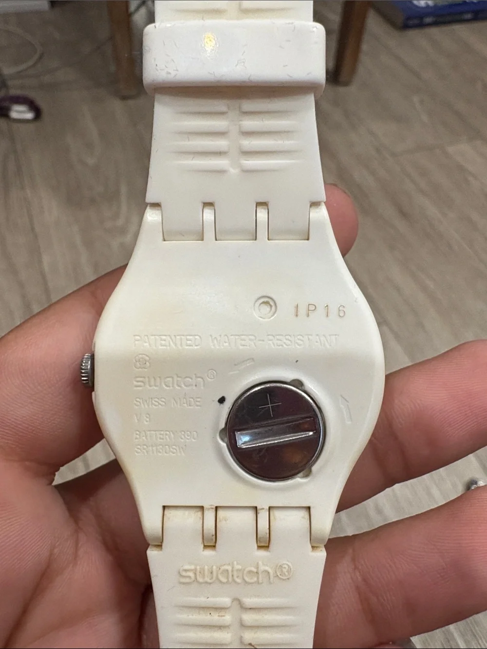 Swatch White Silicone Watch with Colorful Skeleton Dial